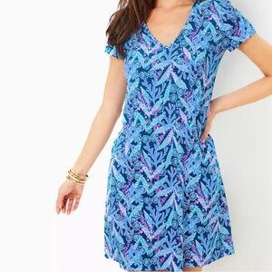 Lilly Pulitzer Etta V-Neck Dress medium 100% cotton